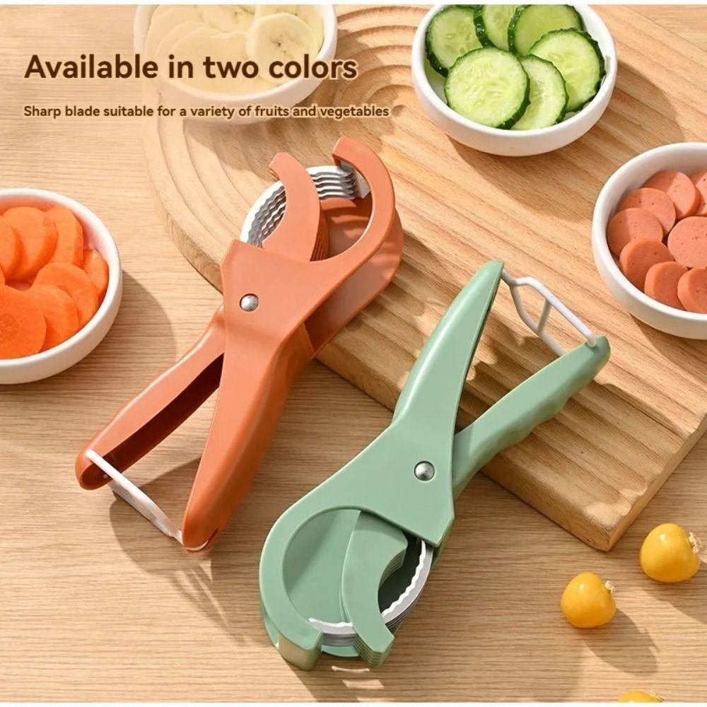 Stainless Steel Portable Salad Cutter Non-slip Handle Fruit Chopping Tool  Kitchen Gadgets