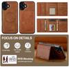 LC.IMEEKE L5 For iPhone 16 Magnetic Phone Case Leather Back Cover with Detachable Card Holder - Brown