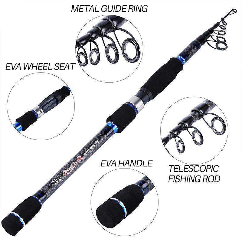 Telescopic Carbon  Spinning Rod with 13+1 BB Spinning Reels Portable Travel Fishing Rod Reel Combos
