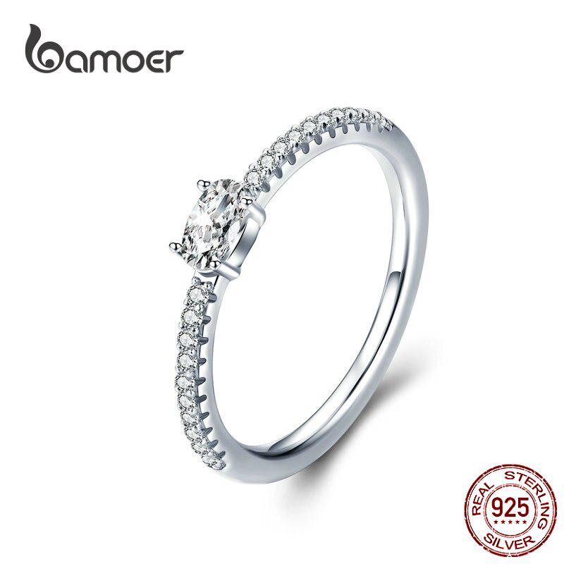 BAMOER 925 Sterling Silver Love Ring Finger Ring Women Ring Precious Jewelry Gift