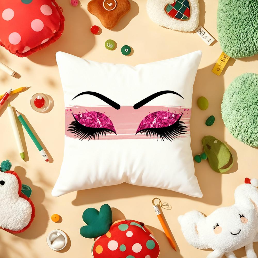 Sexy Women Eyelash Cushion Cover Soft Short Plush DoubleSided Printing Home Decor Machine Washable Pillow Case Gift