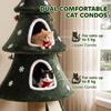 Cat Tree, Christmas Cat Tower with Dual Condos, Sisal Ladder, Jute Posts, Anti-Tip Rope, Hanging Balls, 60 x 60 x 132 cm