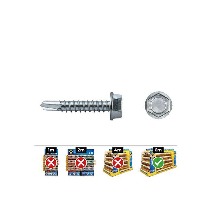 Zèle 963507504 k – vis din 7504 k pointe foret à tête hexagonale ø 6,3 x 50 mm zingué, 100 unités