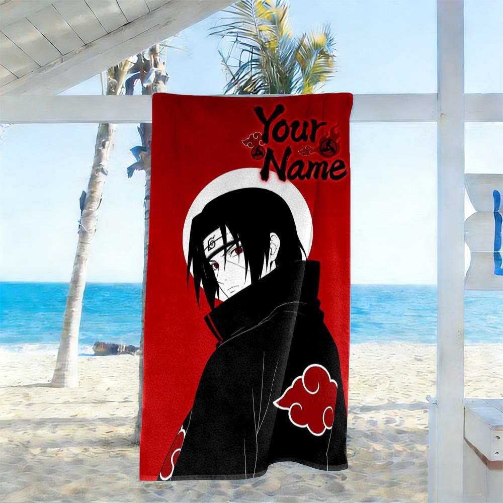 Naruto Character Personalized Name Beach Towel High Absorbency & Quick-Dry Ideal for Travel Outdoor Swim Pool Yoga Surf Camping Hiking Gym Gift Holida