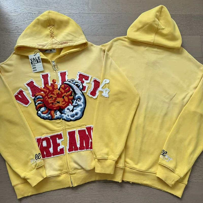 Streetwear Geometric Zip Hooded Sweatshirt Men Women Oversized Fleece Graphic Top