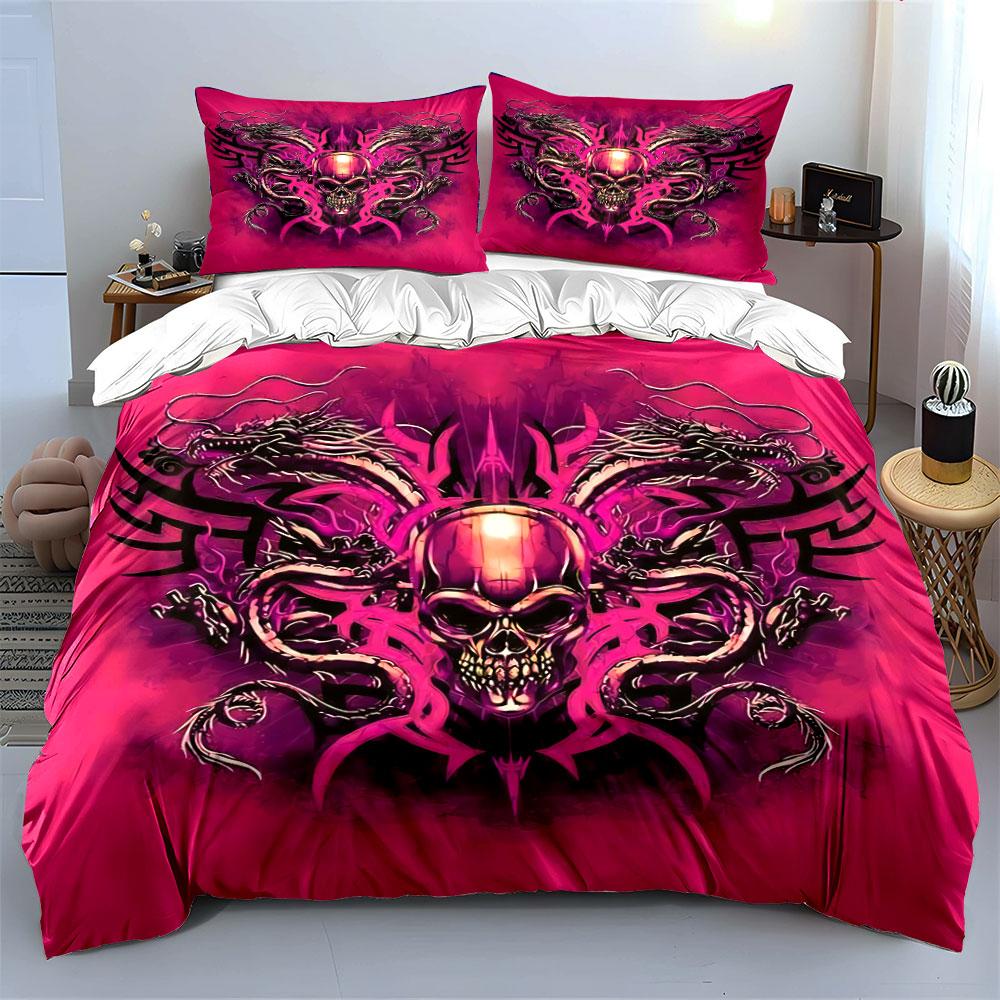 Skull and Dragon Gothic Design Bedding Duvet Cover Set Duvet Cover Pillowcases (1*Duvet Cover 2*Pillowcases, without duvet insert)