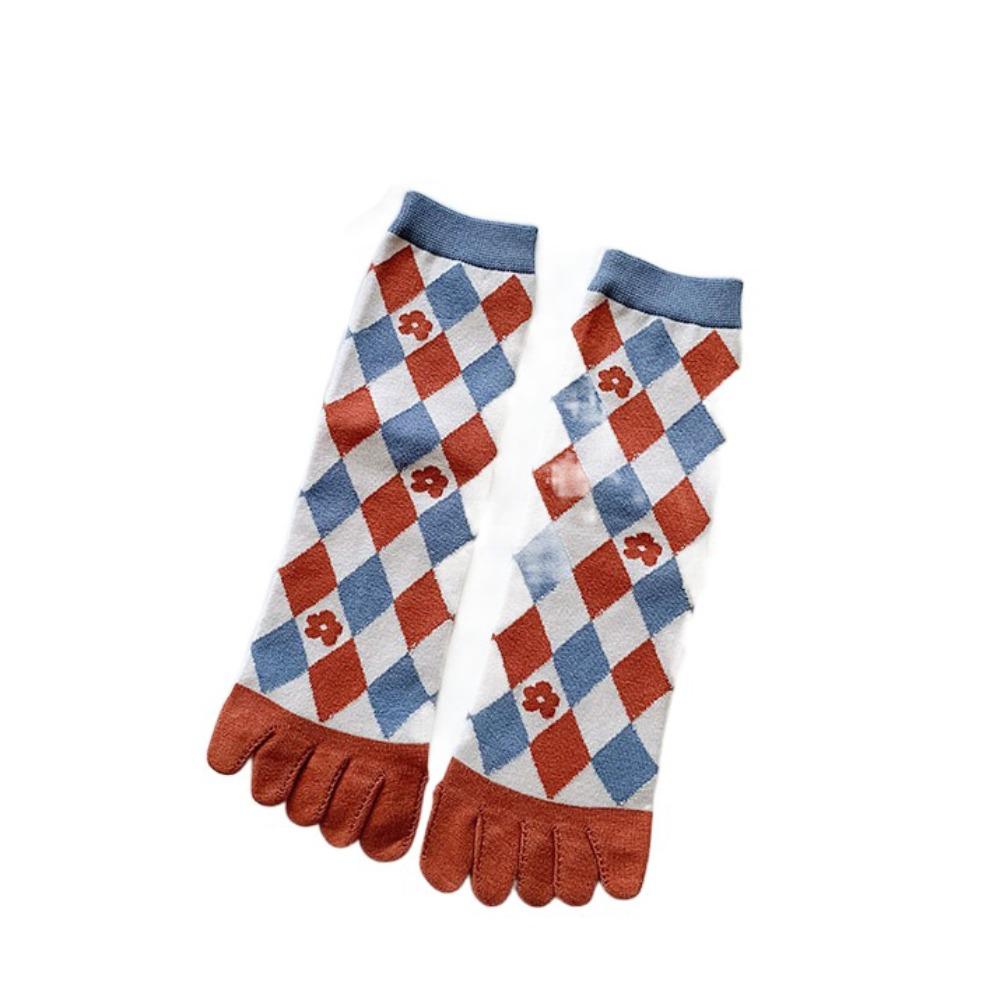 Breathable Five Finger Tube Socks Flower Toe Mid-calf Socks Soft Split Toe Short Socks  Daily