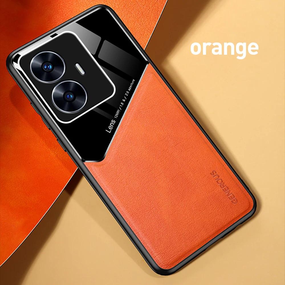 Чехол с текстурой кожи для Realme C7 C67 C6 C63 4G C61 C C3 C30 C30S Чехол с автомобильным магнитным Coque Fundas Capa