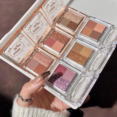 Палетка многоцветных теней для век HelloStyle - Cookie Rose, Dark Cloud, Earth Tone с шиммерными и матовыми финишами