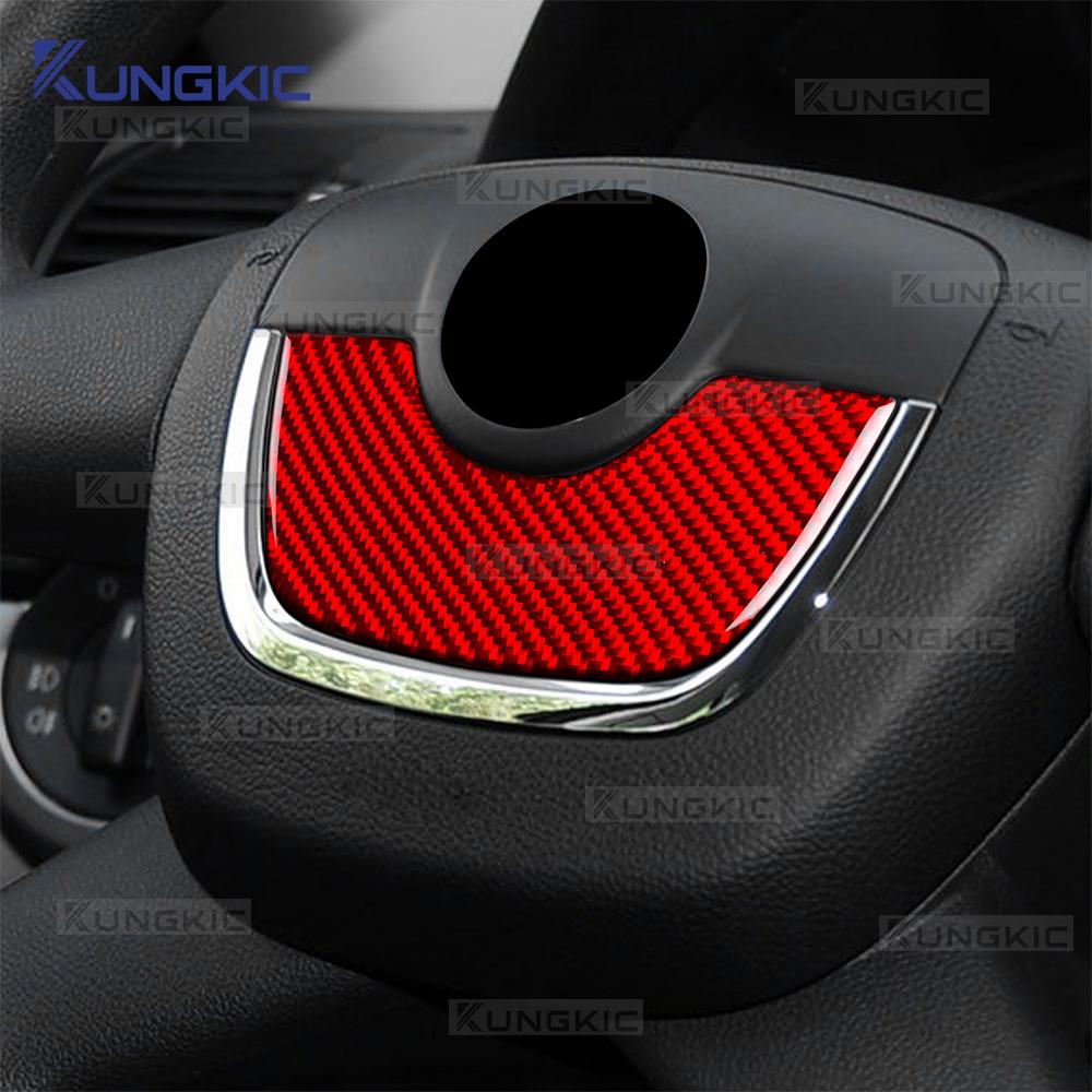 Real Soft Carbon Fiber Steering Wheel Logo Ring For Skoda Octavia 1z3 1z5 A5 2009 2010 2011 2012 2013 Car Interior Accessories