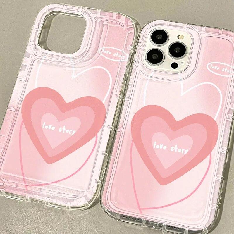 Чехол для телефона Lines Love Heart для iPhone 13 14 15 Pro Max, чехол для iPhone 11 12 Pro XS Max XR X 7 8 Plus SE SE3, милый прозрачный чехол