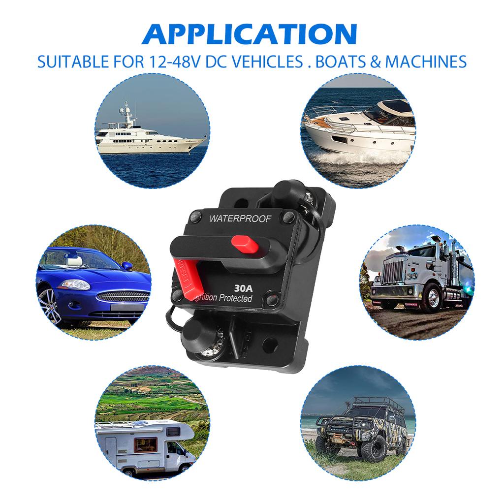 Автоматический выключатель для автодома, яхты, IP67, водонепроницаемый, 12 В-48 В, встроенный предохранитель, инвертор, 30 А-300 А, безопасный держатель предохранителя, устройство защиты цепи