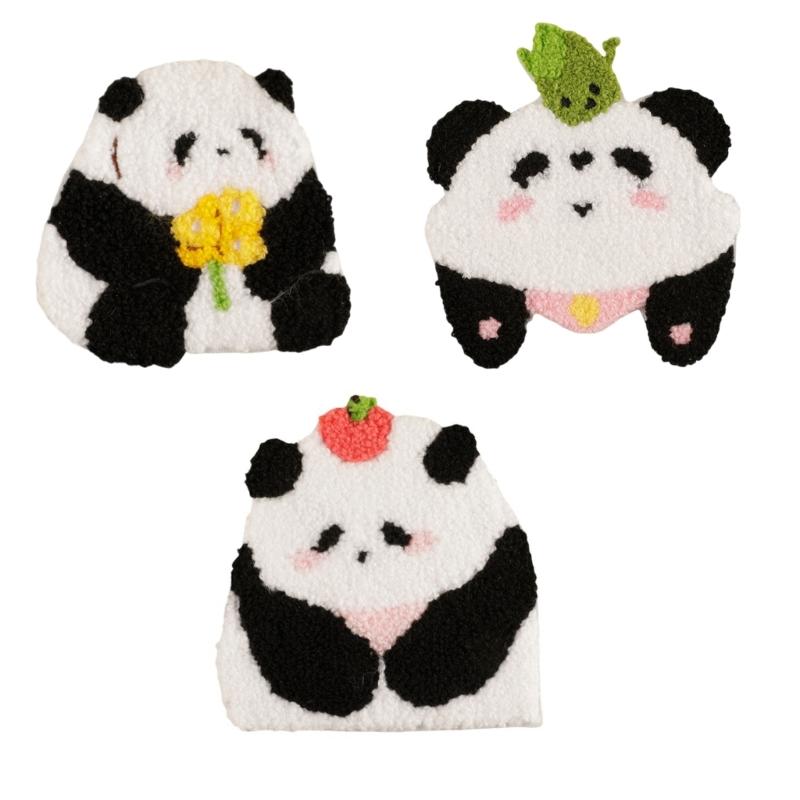 3 Pcs Cartoon Panda Iron On Patches Applique Patches Animal Repair Patches Embroidery Patches for Clothes Bag Decoration