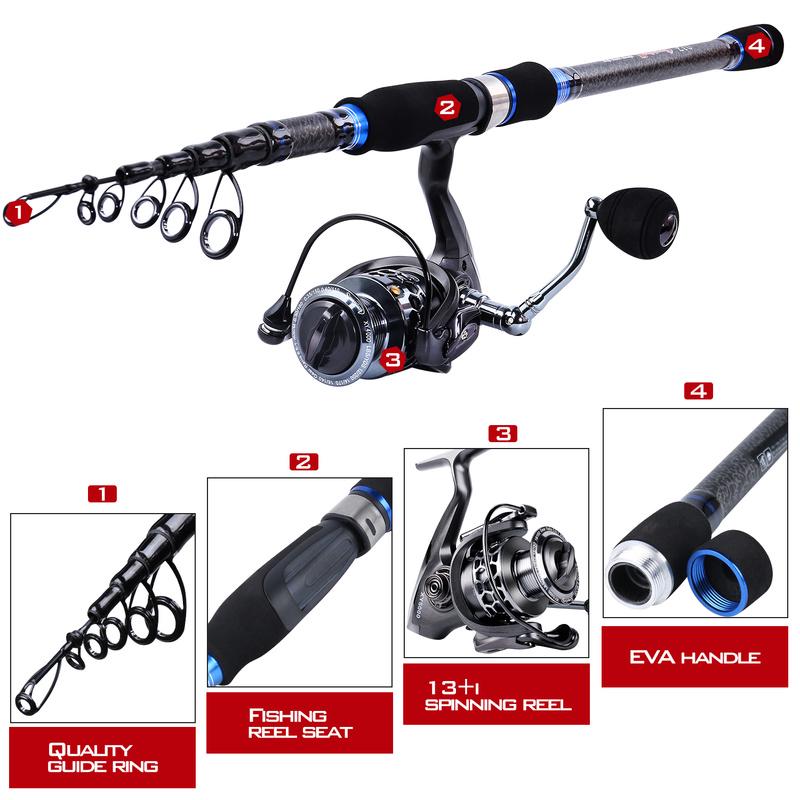 Телескопическая приманка, удочка из углеродного волокна, 2,4-3,0 м, удочка, спиннинговая рыболовная катушка и бесплатная катушка