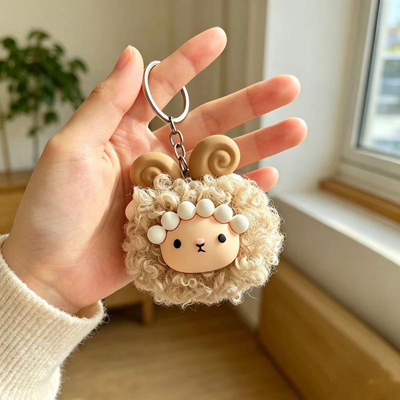 Soft Fluffy Curly Sheep Plush Keychain Mini Stuffed Lamb Pendant Durable Bag Accessory for Travel Luggage Decor Small Gifts