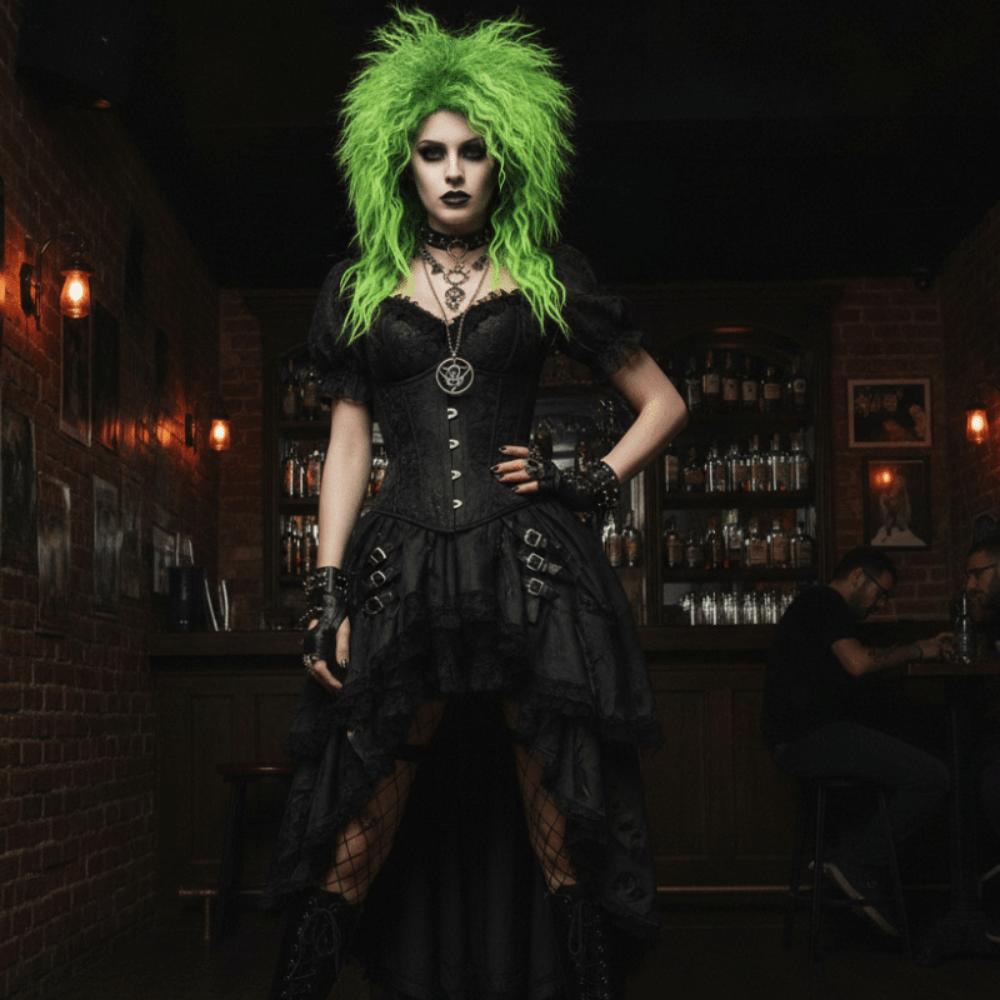 Tangerine/Green Halloween Costume Wig Voluminous Instant Noodle Style Hairpiece Masquerade Ball