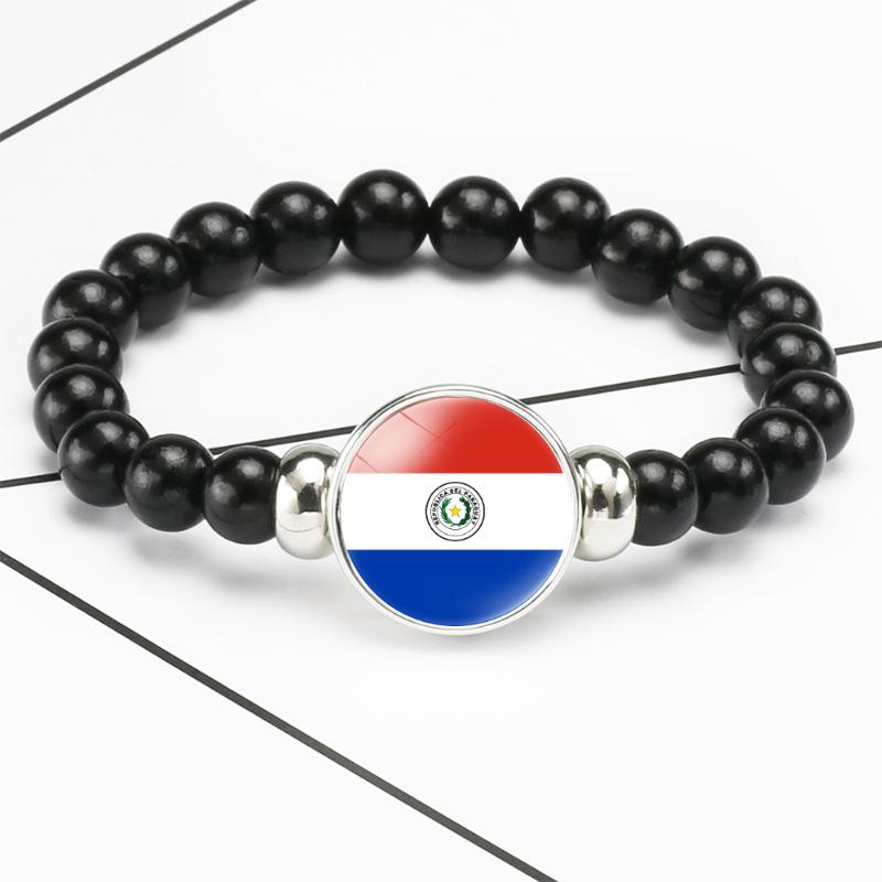287 Countries National Flag Snap Button Elastic Band Beads Country Flag Independence Day Bead Jewelry Beaded Bracelet