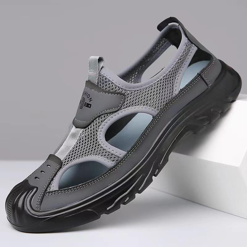 Fashion Summer Breathable Men's Bag Head Sandals Mesh Hollow Hole Shoes Outdoor Lightweight Non-slip Sports Leisure Beach Shoes