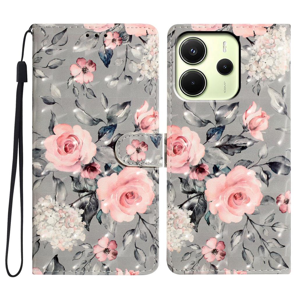 Для Xiaomi Redmi Note 14 4G (163,25 мм) Чехол-кошелек из искусственной кожи с 3D-печатью