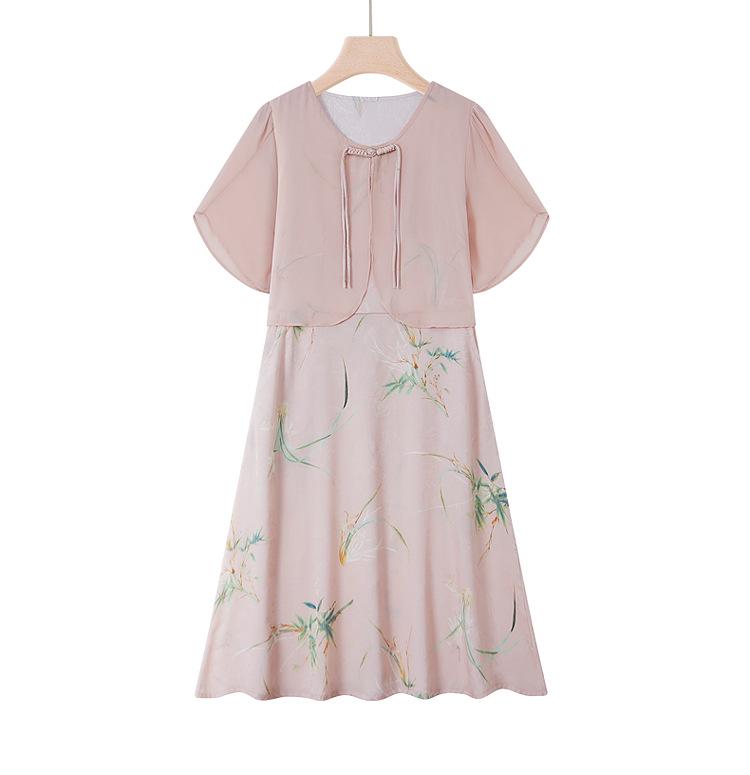 Элегантное шифоновое платье-двойка для мамы - Новый стиль 2025 для женщин среднего и пожилого возраста