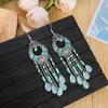 Fashion Boho Beads Chain Tassel Drop Dangle Long Earrings For Women Handmade Geometric Enamel Bohemian Vintage Earrings Jewelry