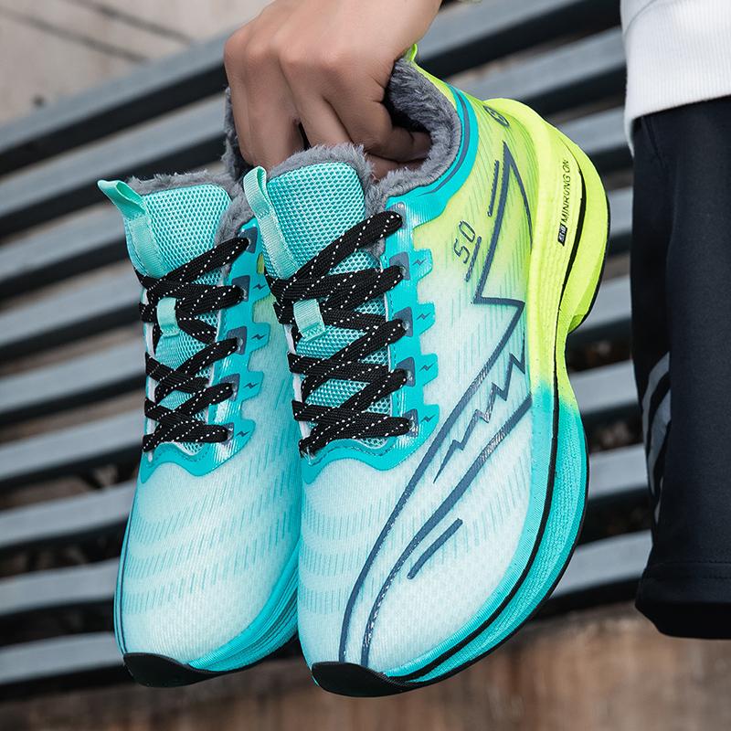 Плюшевые Теплые Зимние Кроссовки Мужские Амортизирующие Спортивные Кроссовки Женские Дышащие Кроссовки для Бега Обувь для Фитнес-Тренировок Нескользящие Кроссовки