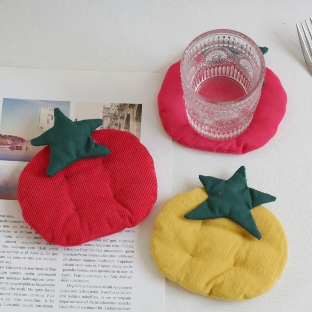 Anti-Scalding Tomato Shaped Coaster Non-Slip Tea Cup Mat Creative Fabric Coaster Kitchen