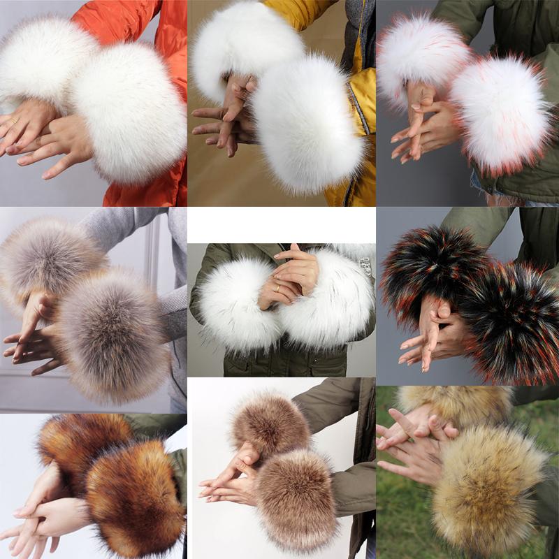 Женские плюшевые манжеты из искусственного меха, теплые пушистые мягкие перчатки на запястье, зимние перчатки