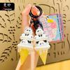 Adorable Cartoon Panda Keychain With Cute Ice Cream Stack Design Pvc Material