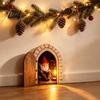 Creative Christmas Party Supplies Opening Fairy Door with Hidden Gnome Scene, Miniature Wooden Wall Decor, Halloween Tree Ornament 2D Flat Reading