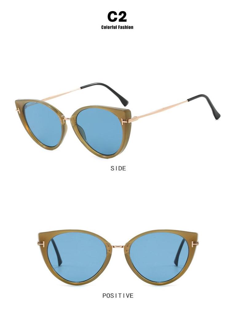 Женские солнцезащитные очки в ретро-стиле «Кошачий глаз» с Т-образной оправой, защита от УФ, 2025
