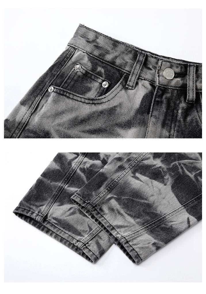 A02 Retro High Street Trend Tie Dye Wide Leg Straight Leg Pants