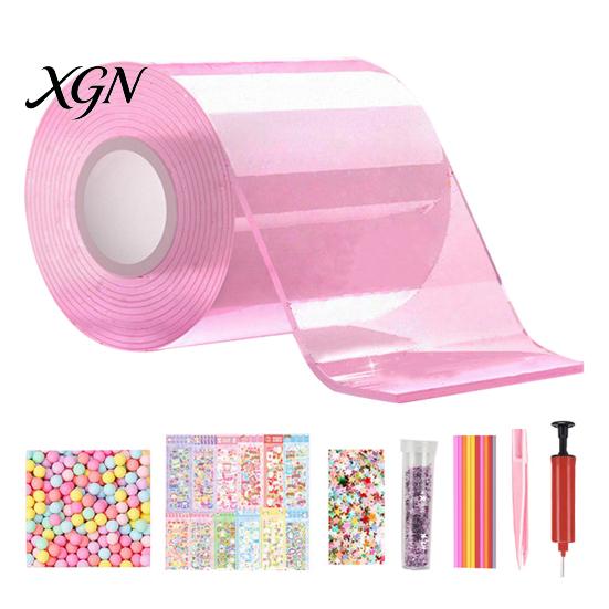 Kids Party Craft Supplies Nano Tape Bubble Kit with Glitter Beads DIY Stress Relief Toy Set Accessories for Adults Creative Making Favors Relaxation
