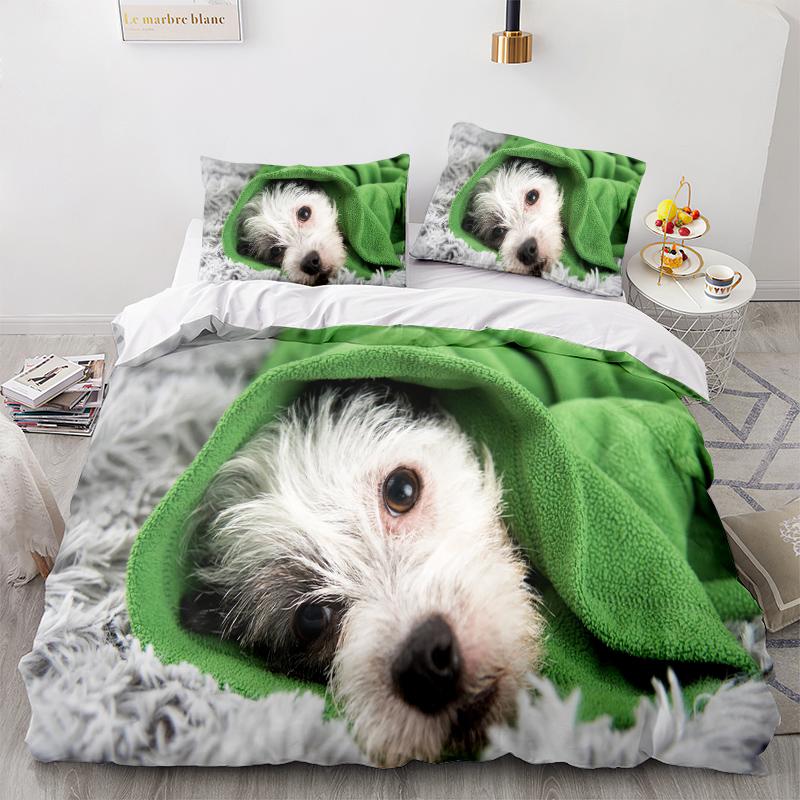 Комплект постельного белья с 3D узором для домашних животных, пододеяльник для собаки, 2/3, ткань из микрофибры, AU/EU/US/UK/DE, полный размер, мягкий быстросохнущий домашний костюм