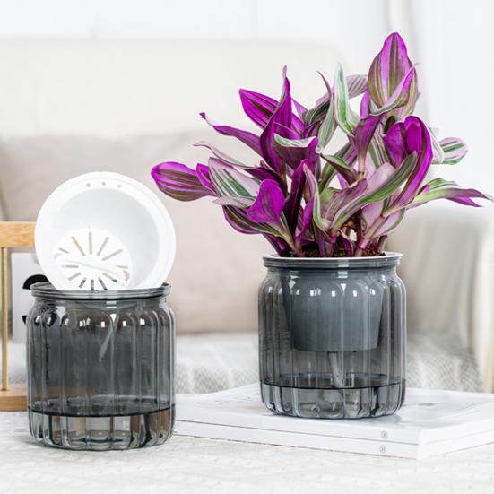 Цветочный горшок с дренажными отверстиями, отверстием для залива воды, автоматическим самополивом, гидропонный цветочный горшок, прозрачное основание, контейнер для растений