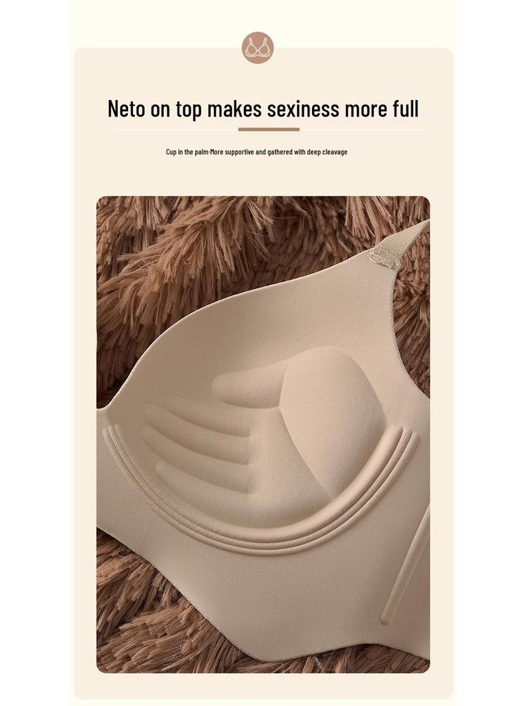 Gathered Deep V Round Cup Bra for Enhanced Bust and Beautiful Back