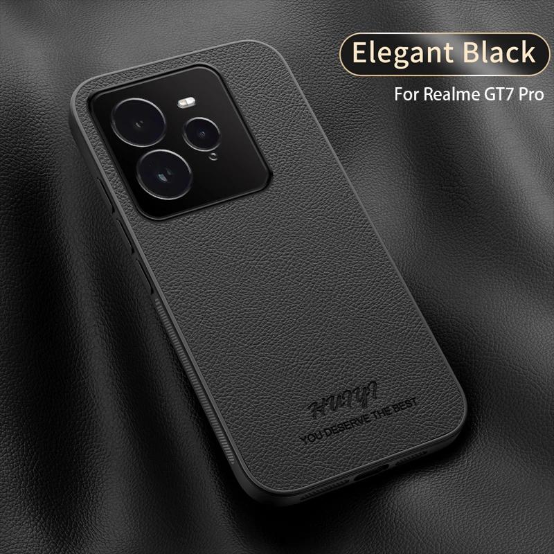 Магнитный чехол для автомобиля для Realme GT 7 Pro Роскошный кожаный матовый мягкий бампер Защитная задняя крышка для OPPO Realme GT7 Pro GT7Pro Capa