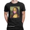 Мужская футболка The Bubble Gum Mona Lisa Потрясающая футболка из чистого хлопка Харадзюку Пародия Юмор Футболка Воротник Одежда Графика