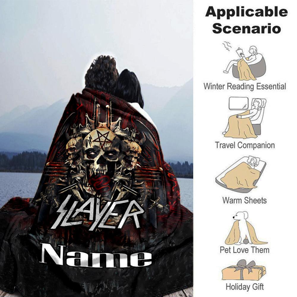 Customiz Name Personality Slayer logo Blanket Soft &Warm Sofa Office Bed Travel Lunch Break Blanket, Gift Suitable All Seasons