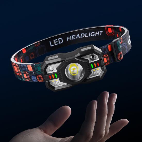 Светодиодный налобный фонарь с красным светом, супер яркий, высокий люмен, 5 режимов освещения, датчик движения, водонепроницаемый, перезаряжаемый светодиодный налобный фонарь