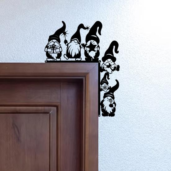 Юшэн Рождественский гном Украшение дверного проема Железо Безликий гном Угловая табличка на дверь Полый эльф Накладка-сидушка на край входной двери