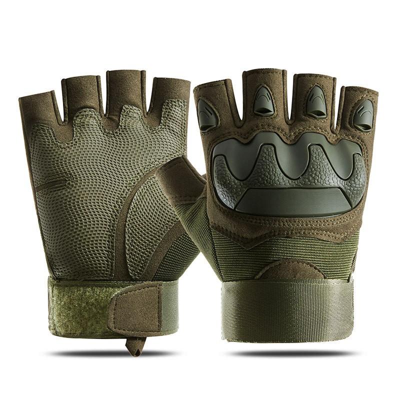 Tactical Half-Finger Gloves Men Softshell Outdoor Sports Cycling Anti-Slip Durable Ultra-Suede