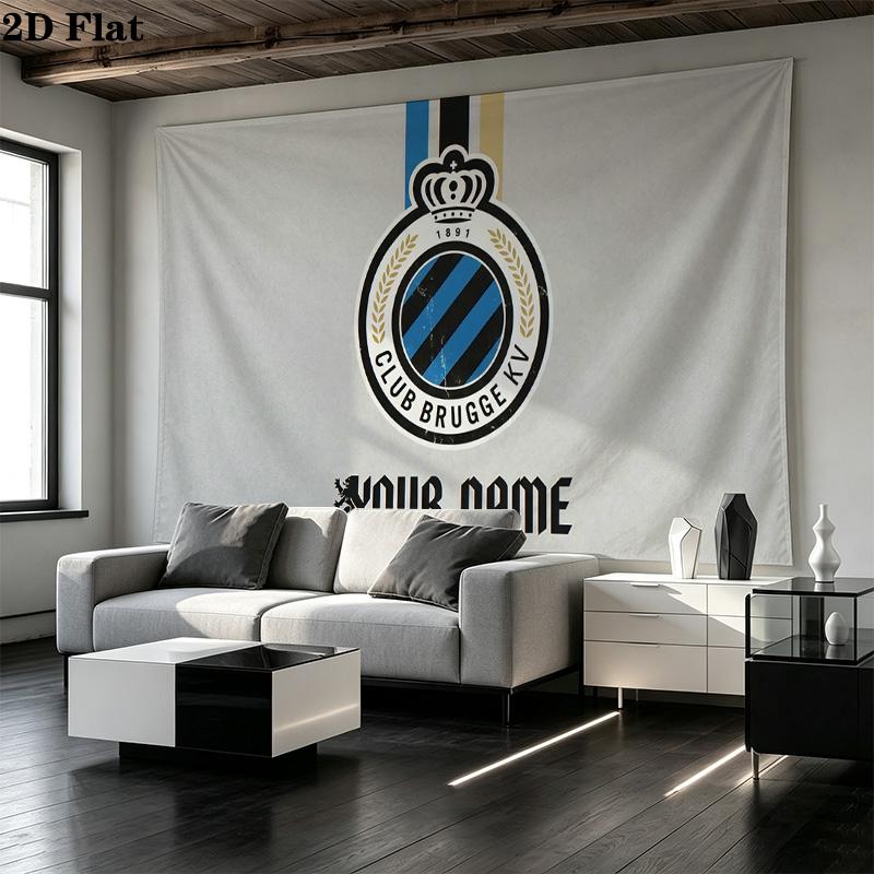Custom Name Club Brugge KV Printed Tapestry – Wall Hanging for Bedrooms, Dorms, and Home Decor