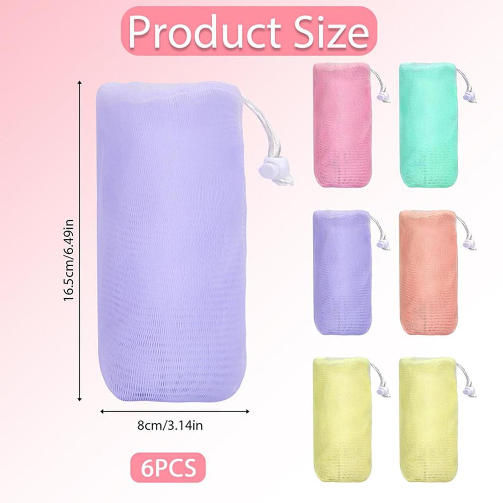 Exfoliating Nylon Mesh Soap Pouch Bubble Foam Net Soap Bag for Shower Soap Sack Holder Pocket Body Facial Cleaning Tool
