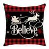 Рождественская наволочка на подушку с лосем, красная клетчатая, с принтом маленького ангела, праздничная наволочка на диванную подушку