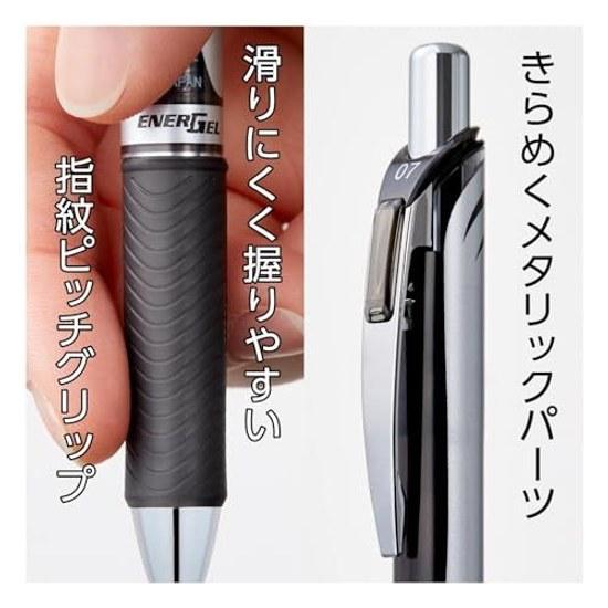 Шариковая ручка Pentel Гелевые чернила Тип нажимной 1,0 мм Серебристый корпус BL80-A Черный