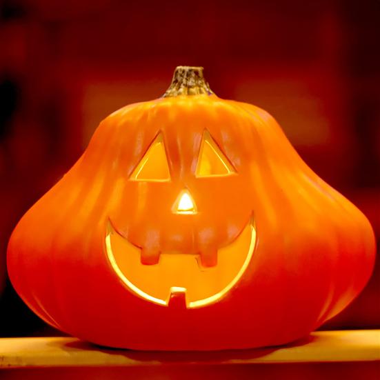 Halloween Pumpkin Lantern Spooky LED Light Up Pumpkin Figurine for Indoor Outdoor Halloween Tabletop Decor
