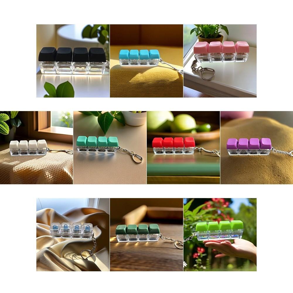 Funny Diy Keycaps Keyboard Fidget Stress Relief Finger Button 4-button Shaft Tester with Keychain Finger Keycaps Work Office