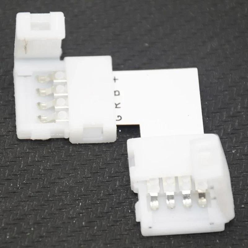 4 шт. L-образный 4-контактный RGB 5050 LED-коннектор Коннекторы для светодиодной ленты L-образный Угловой коннектор для светодиодной ленты