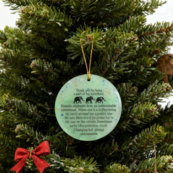 Круглое украшение из морского стекла «Слоновье сестринство», ручная работа, акриловое искусство из морского стекла, рождественское подвесное украшение, сувенир на память о дружбе, подарок для сестер
